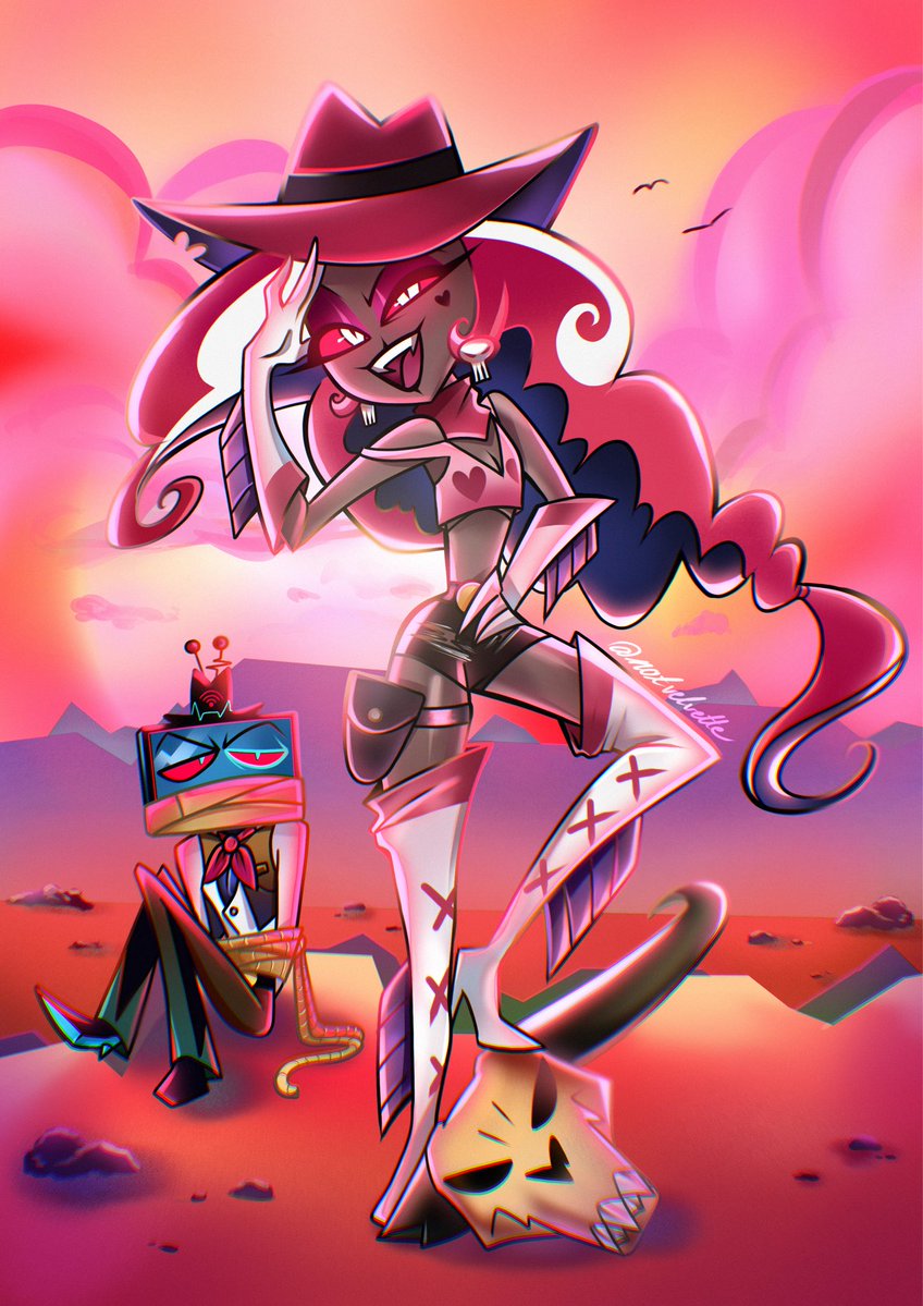 notvelvette's tweet photo. Yeehaw~

(I‘m finally finished 🩷)

#velvette #vox #hazbinfanart #vees https://t.co/SeWyZ9Co4V