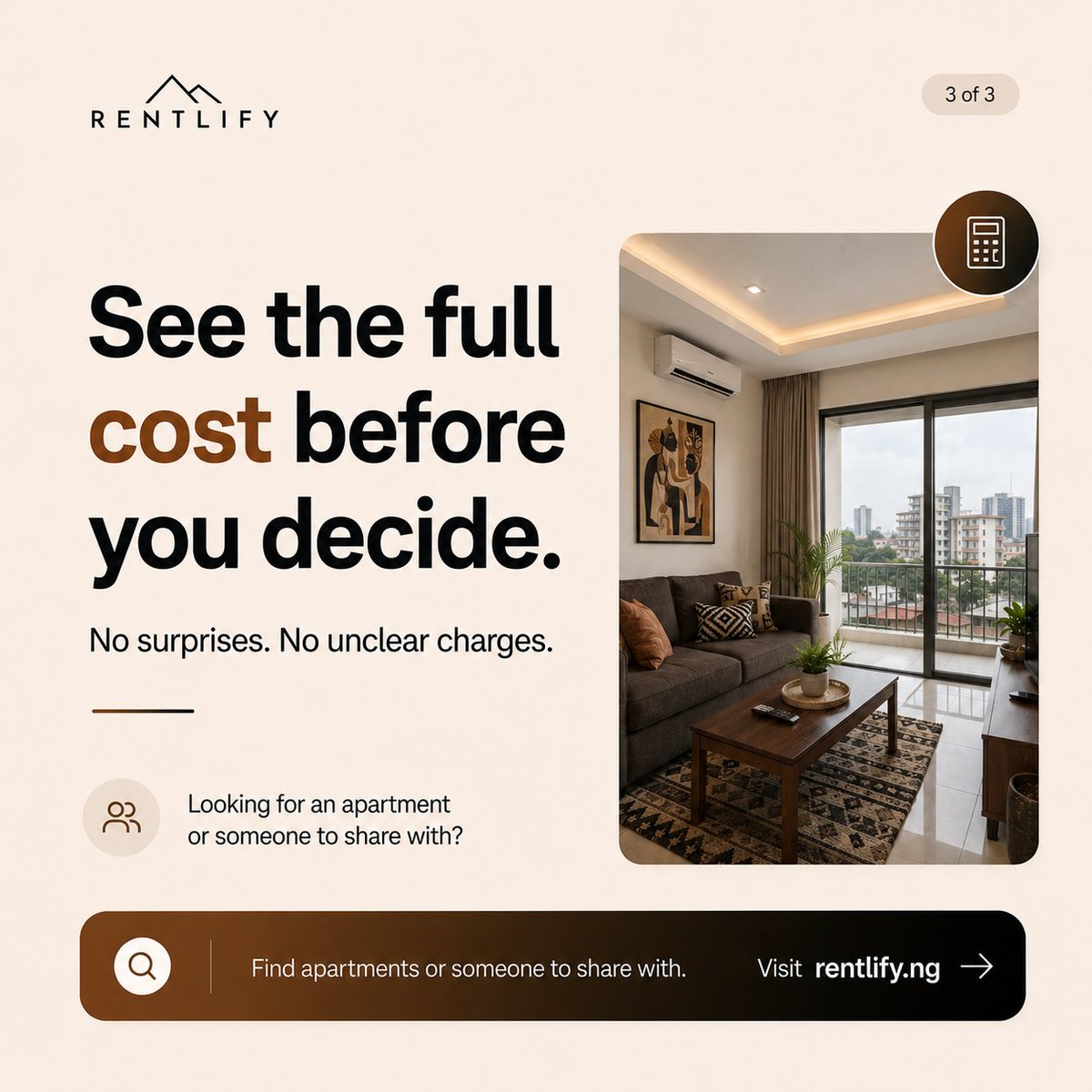 rentlifyNG's tweet photo. The rent may say ₦2.5M, but the real move-in cost could be much higher.

Once agency, agreement and caution fees are added, a ₦2.5M apartment can quickly become a ₦3.25M total package.

Before you commit, always ask for the complete cost breakdown. No hidden charges. No last-minute surprises.

Find apartments and understand the full cost before you decide at https://t.co/mpnZcjqLAa

#Rentlify #LagosRent #NigeriaRealEstate #ApartmentHunting #RentInNigeria #HouseHunting