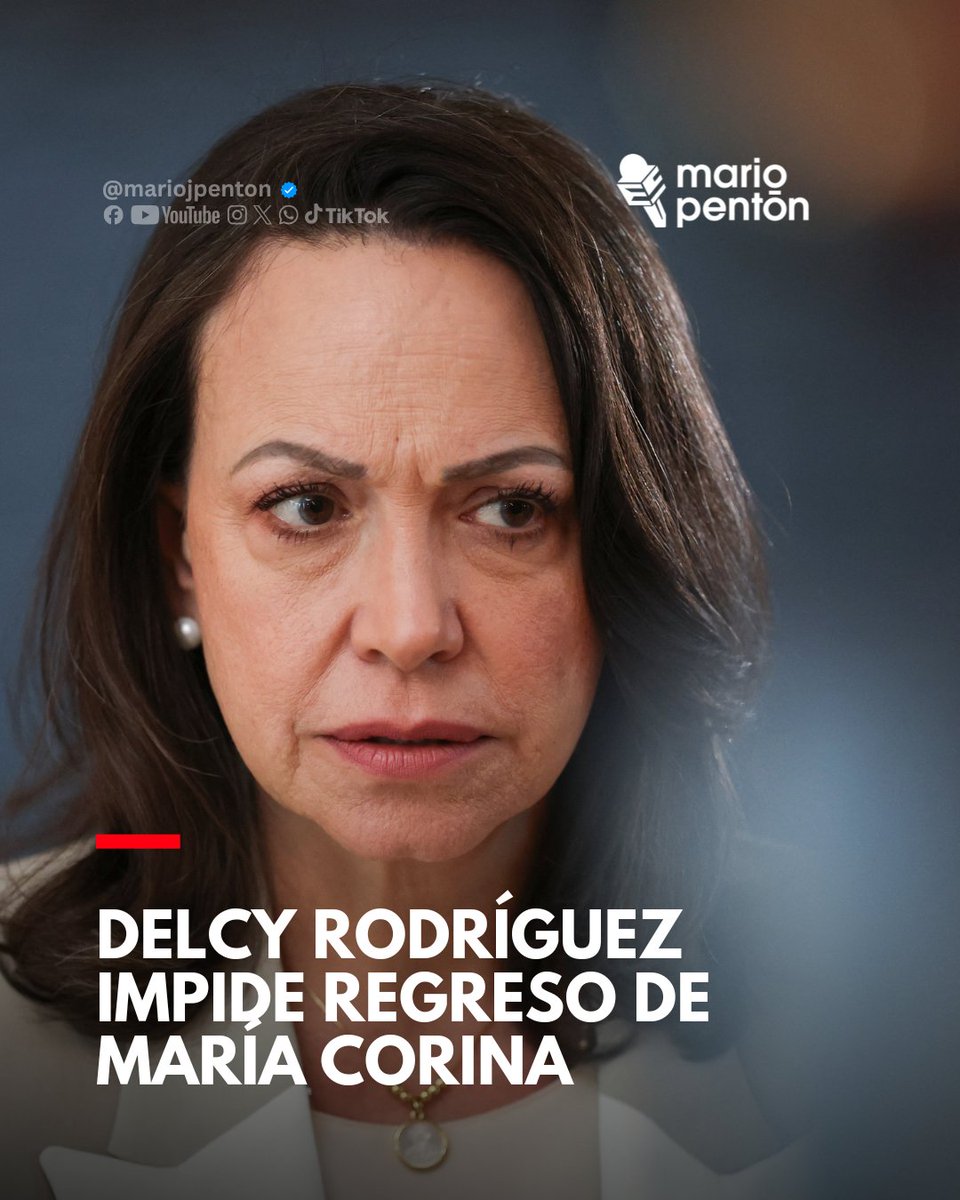 MarioJPenton's tweet photo. 🔴El régimen encabezado por Delcy Rodríguez ha impedido en al menos dos ocasiones el regreso de la líder opositora María Corina Machado a Venezuela en medio de la crisis provocada por los terremotos. Machado intentó entrar primero desde Curazao y luego desde Panamá con el objetivo de apoyar a los damnificados, activar redes de ayuda y evaluar la situación en el terreno, pero ambos planes fueron bloqueados. Factores como la falta de respaldo claro de Estados Unidos y decisiones internas del gobierno venezolano frustraron su retorno.

🔴El veto refleja el temor del chavismo al impacto político de Machado dentro del país, especialmente en un momento de debilidad institucional y crisis humanitaria. Además, evidencia divisiones dentro de la administración estadounidense sobre cómo manejar su regreso. Mientras tanto, la opositora permanece fuera de Venezuela, sin pasaporte válido, y su entrada depende de un sistema que la ha perseguido y excluido políticamente.

ABC