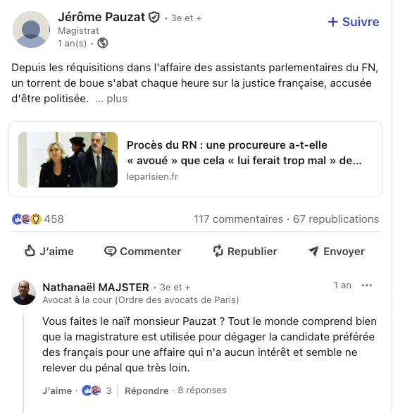 jeraeve's tweet photo. Nathanaël Majster, l'avocat qui porte cette plainte contre Mélenchon défend :

- Marine Le Pen et Eric Tegner contre la 
- Bensoussan poursuivi pour avoir dit que "dans certaines familles arabes l'antisémistisme était pris au sein de la mére"
- Le code noir comme conquête sociale https://t.co/xDMXWG8hoN