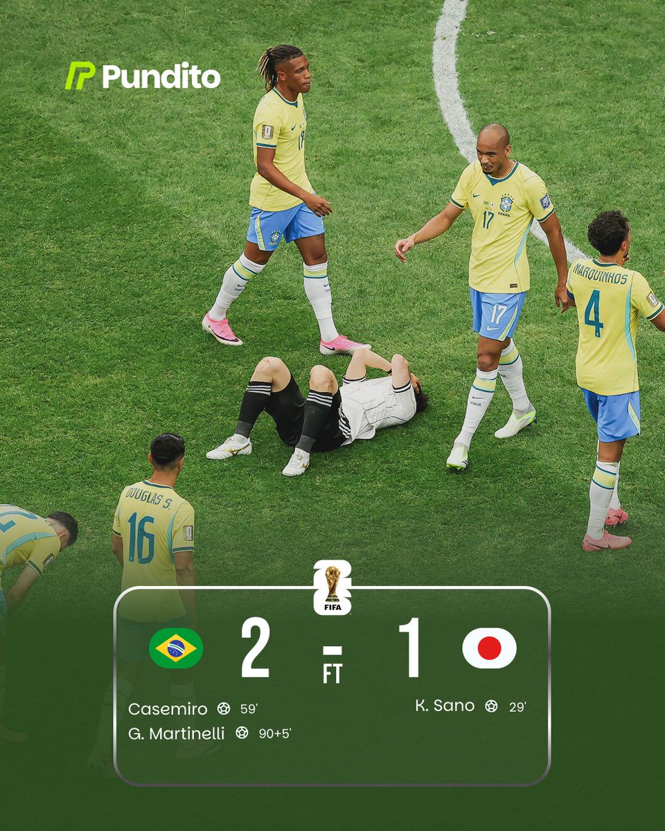 playpundito's tweet photo. Seleção March On! Brazil defeat Japan in the Round of 32 and continue their quest for a sixth World Cup title.

How did your Combined XI perform in this knockout victory?  Check full Pundito ratings → https://t.co/OHtWX8poZ6

#FIFAWorldCup #WorldCup2026 #Brazil #CombinedXI #Pundito