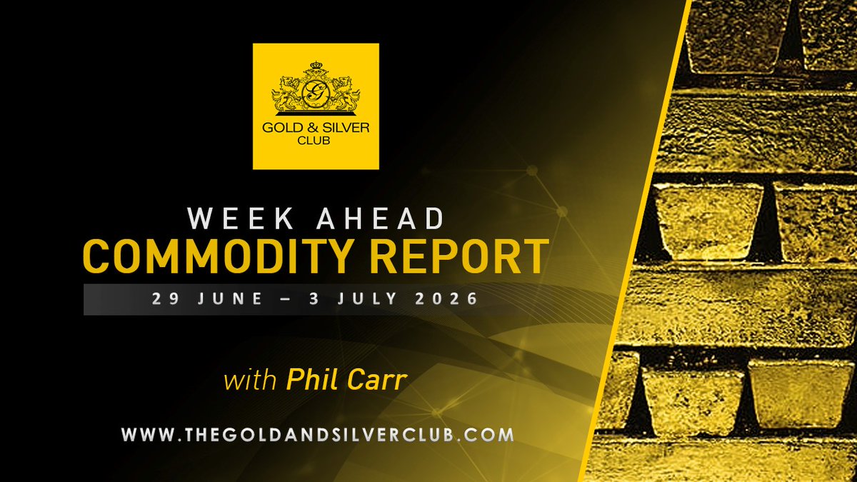 GoldSilverClub's tweet photo. WEEK AHEAD #COMMODITY REPORT: #Gold #Silver & Crude #Oil Price Forecast: 29 June - 3 July 2026. Where Are Prices Heading Next? Find Out Here >>> https://t.co/48bXqjrAi8
#GoldPrice #SilverPrice #PreciousMetals #GLD #OilPrice #CrudeOil #OOTT #METL #XAUUSD #XAGUSD https://t.co/WsHyKujdzX