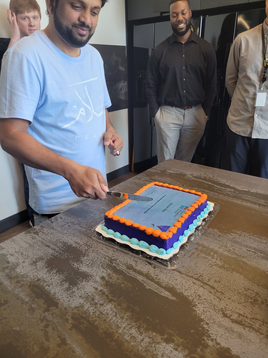 ABRJEE's tweet photo. Celebrated earning my **Project Management Professional (PMP)®** certification with an amazing cake-cutting ceremony at the office. 🎂🎉
#PMP #PMPCertified #ProjectManagement #ProjectManager #PMI #ASAFE #WorkplaceSafety #IndustrialSafety #SafetyLeadership #ABR #AhmadBilal https://t.co/wjM016REwT