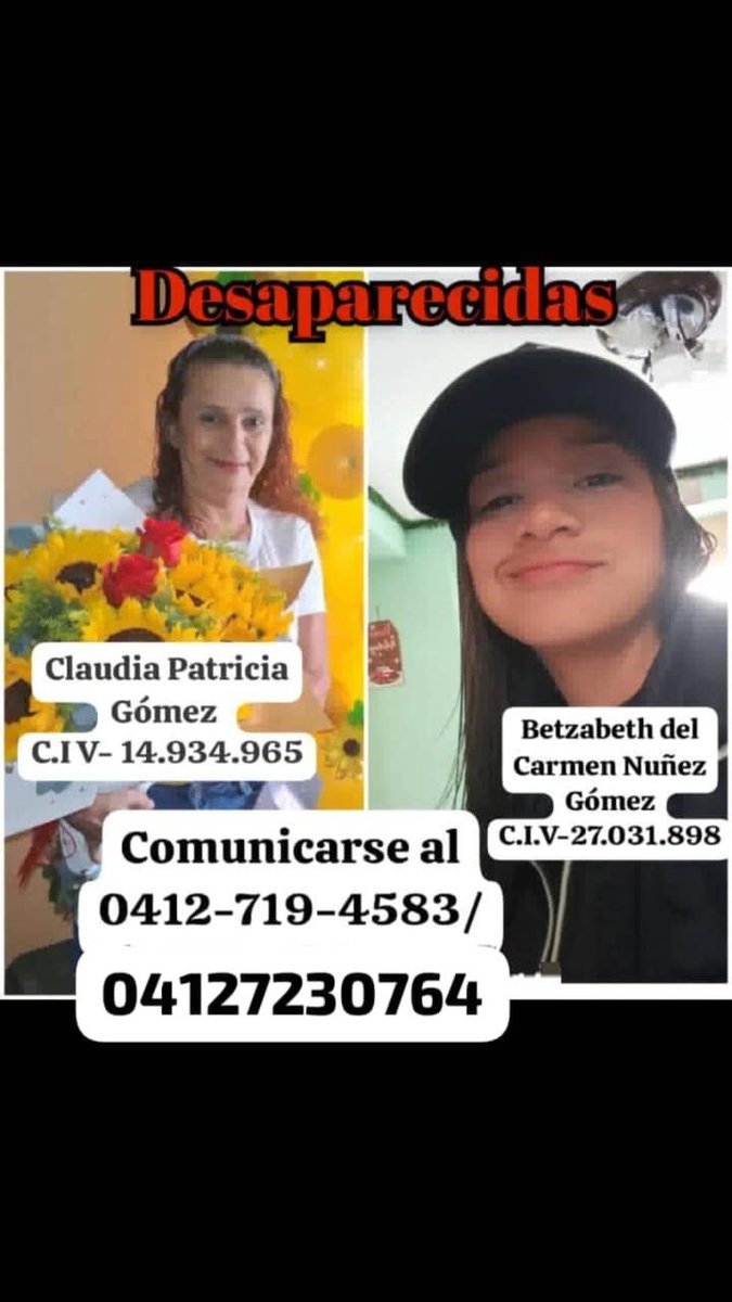 cecilio_correa's tweet photo. Estamos buscando a Betzabeth y Claudia, familiares cercanos de nuestra directora Roxana Cedeño, del club de tenis de mesa Mantarrallas de Anare. https://t.co/aKmLiITrL8