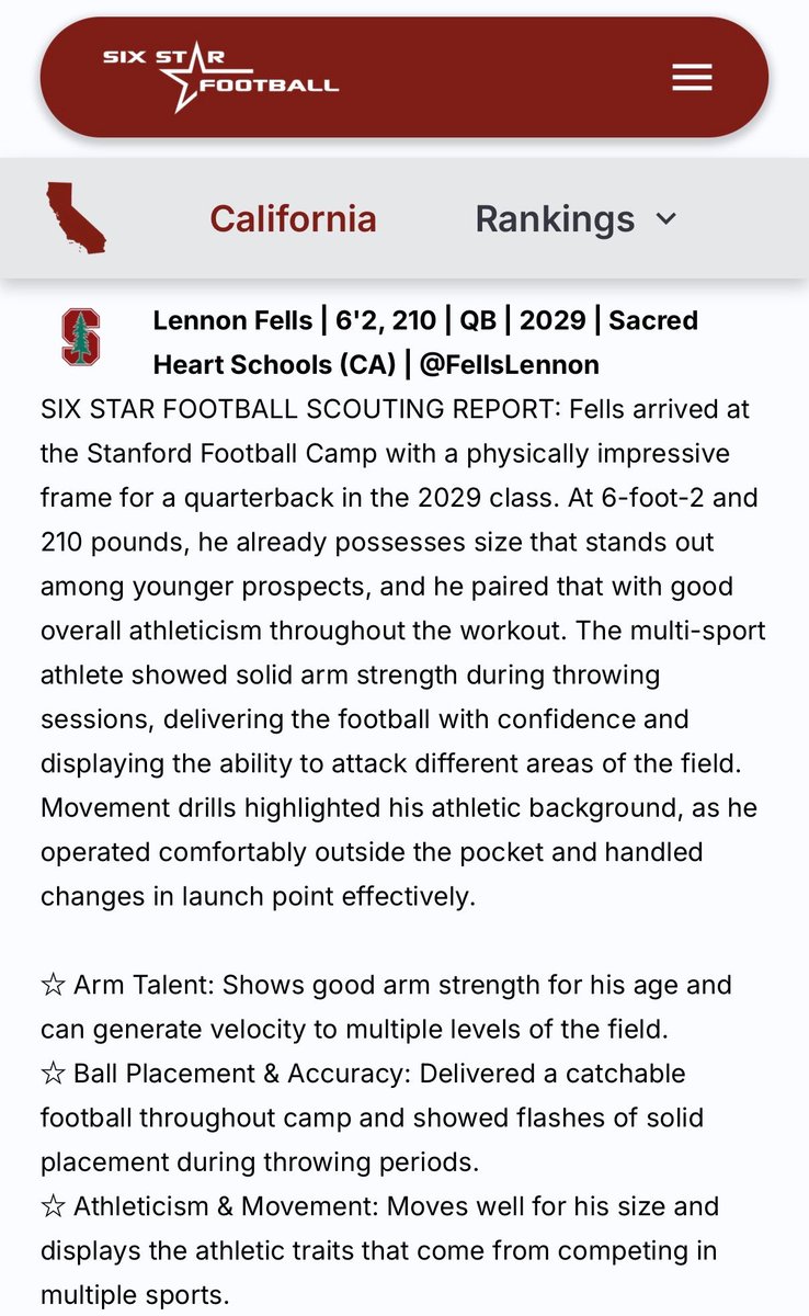 Lennon Fells 2029 QB tweet media