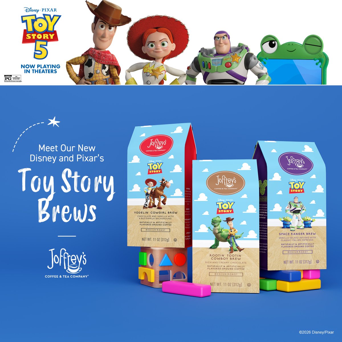 JoffreysCoffee's tweet photo. Reach for the mug! 🤠🐴☕️ ‘Round up your partners and try our Disney and Pixar’s Toy Story Brews, available on https://t.co/EMXFWAKcHY and at our Disney Springs – The Landing location. Disney and Pixar’s #ToyStory5 is now in theaters! https://t.co/QVyik2DmWL