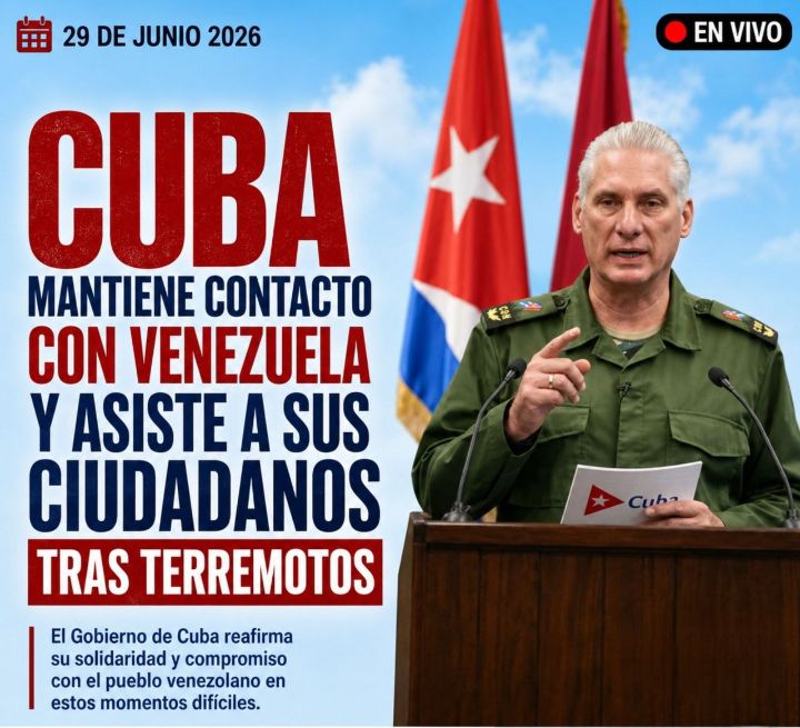 Reinoso1303's tweet photo. Nuestro presidente Díaz-Canel, informó que ha mantenido contacto permanente con las autoridades venezolanas tras los terremotos que sacudieron el país el 24 de junio. Además, se comunicó con la embajada cubana para conocer la situación de sus connacionales y prestarles ayuda https://t.co/5CSB0lmbcb