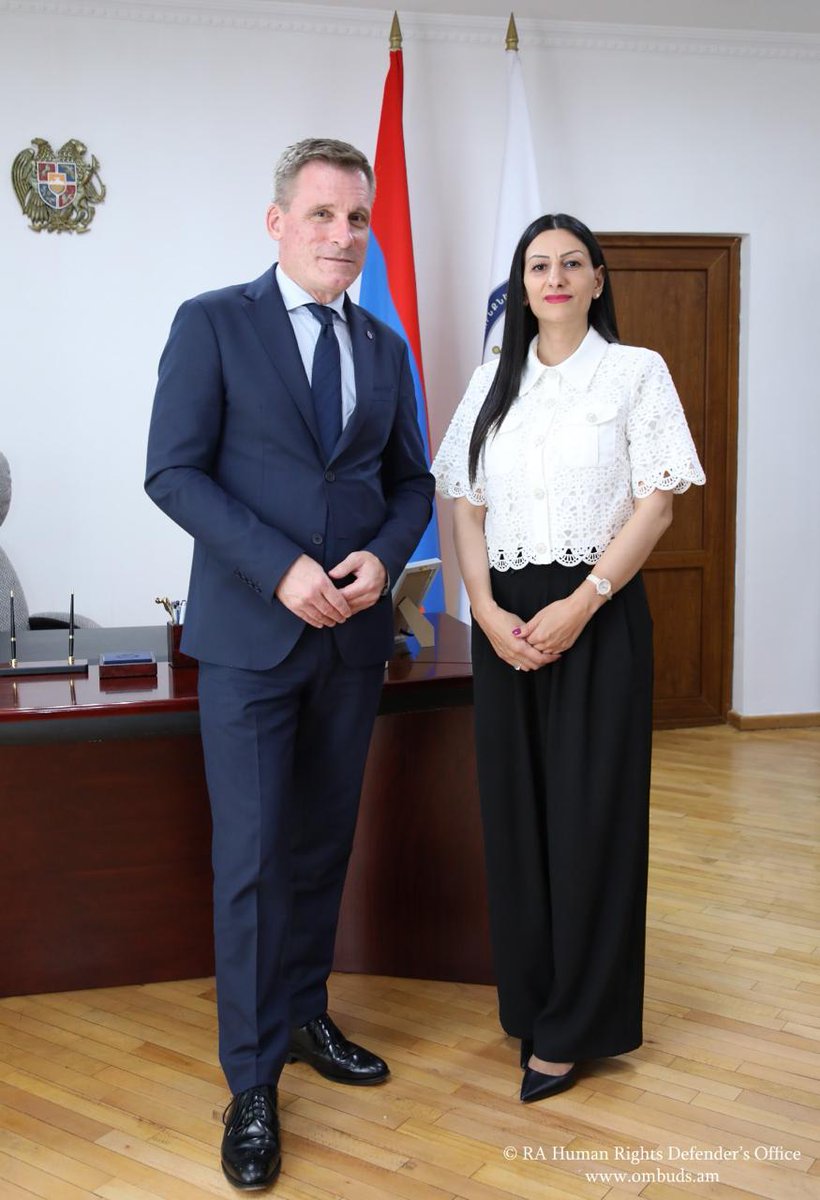 ILOACTRAV's tweet photo. On the first day of his visit to Yerevan, ILO ACTRAV Director @oliverroepke  held two important meetings focused on advancing workers' rights, social dialogue, and decent work in Armenia.

In his meeting with the Human Rights Defender of the Republic of Armenia, Ms. Anahit Manasyan, Oliver Röpke welcomed Armenia's ratification of @ilo  Convention No. 190 on violence and harassment in the world of work and stressed the importance of its effective implementation in both legislation and practice.Following the recent adoption of the new international labour standard on platform work, he also encouraged Armenia to ratify the newly adopted ILO Convention No. 193. Ms. Manasyan reaffirmed the shared commitment of her Office, the ILO, and trade unions to advancing workers' rights and decent work in Armenia.

Mr. Röpke also met with Ms. Liana Badalyan, Projects Manager of the Friedrich Ebert Stiftung (FES) Office in Armenia, to exchange views on current socio-economic developments and their implications for the world of work and social dialogue. They discussed the vital role of trade unions in promoting workers' rights and fostering inclusive social and economic development.