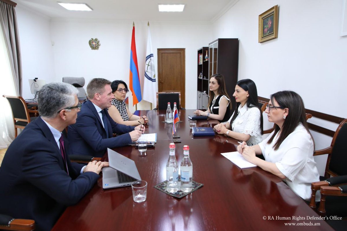 ILOACTRAV's tweet photo. On the first day of his visit to Yerevan, ILO ACTRAV Director @oliverroepke  held two important meetings focused on advancing workers' rights, social dialogue, and decent work in Armenia.

In his meeting with the Human Rights Defender of the Republic of Armenia, Ms. Anahit Manasyan, Oliver Röpke welcomed Armenia's ratification of @ilo  Convention No. 190 on violence and harassment in the world of work and stressed the importance of its effective implementation in both legislation and practice.Following the recent adoption of the new international labour standard on platform work, he also encouraged Armenia to ratify the newly adopted ILO Convention No. 193. Ms. Manasyan reaffirmed the shared commitment of her Office, the ILO, and trade unions to advancing workers' rights and decent work in Armenia.

Mr. Röpke also met with Ms. Liana Badalyan, Projects Manager of the Friedrich Ebert Stiftung (FES) Office in Armenia, to exchange views on current socio-economic developments and their implications for the world of work and social dialogue. They discussed the vital role of trade unions in promoting workers' rights and fostering inclusive social and economic development.