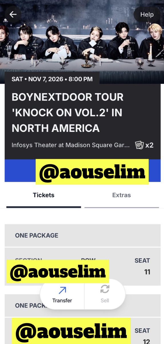 aouselim's tweet photo. SELLING OUT TWO VIP TICKETS FOR BND BOYNEXTDOOR TOUR IN NEW YORK NY FOR INFOSYS THEATER AT MADISON SQUARE GARDEN MSG
Transferring through with ticketmaster!! Will
Send id for vip. Lmk if you’re looking 😭

Bnd infosys msg New York NY vip knock on Vol 2 ticket presale https://t.co/DHPEF6Cq3p