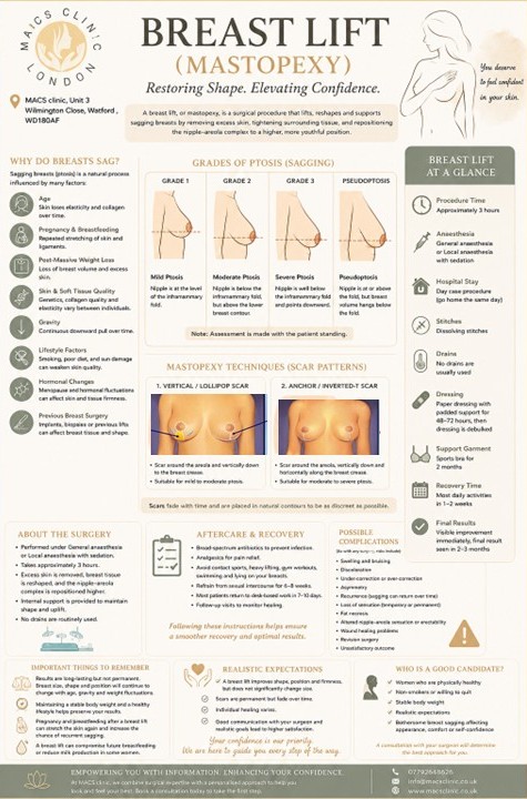 MedicalArtsCS's tweet photo. Our latest infographic explains **Breast Lift (Mastopexy)**, a procedure performed by **Mr Shailesh Vadodaria** at **MACS Clinic** to restore a firmer breast shape and position.

📱 **WhatsApp:** 07792 648726
📧 [enquiries@macsclinic.co.uk]
🌐 https://t.co/LztStxUCrt https://t.co/COdioSoEcp