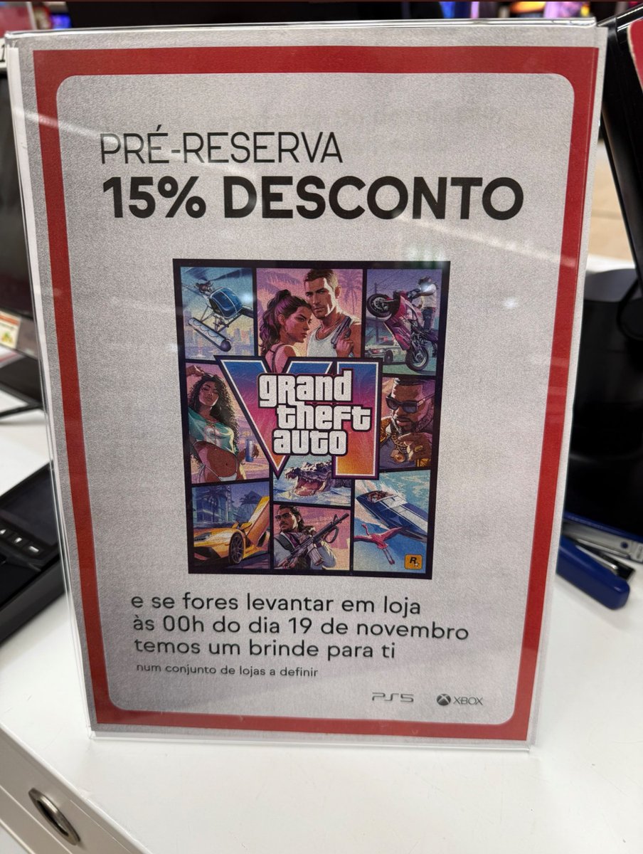 GTAVI_Countdown's tweet photo. This picture says “If you pick it up in-store at midnight November 19th, we have a free gift for you”

Someone who works there believes it’s going to be a bonus map

Worten is the biggest tech store in Portugal, and they received the marketing material from Rockstar on June 25th. https://t.co/wJNKecNEji