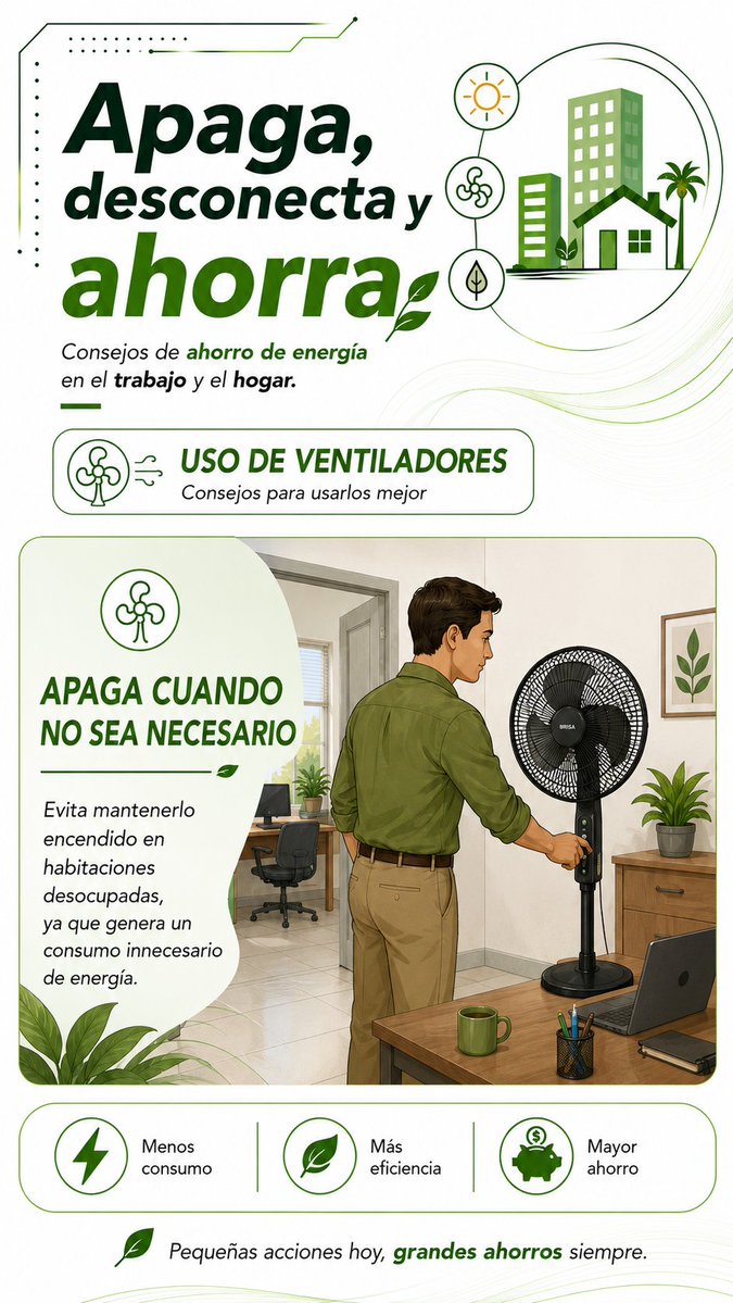 CFEmx's tweet photo. 🌬️Un ventilador puede ayudarte a sentir mayor frescura usando menos energía. #ApagaDesconecta y ahorra.

Pequeñas acciones hoy, grandes ahorros siempre. https://t.co/QjMO98FhAl