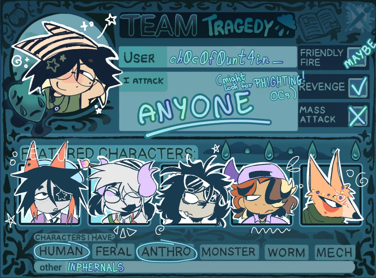 ch0c0f0unt4in_'s tweet photo. reposting gggulp anyways who up fighting their art #artfight https://t.co/oc0mc516um