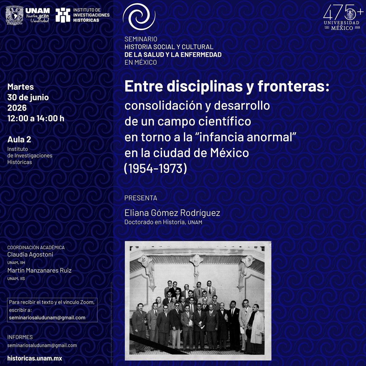 UNAM_Historicas's tweet photo. ¡Mañana!
Les invitamos a la sesión por la plataforma Zoom del Seminario "Historia Social y Cultural de la Salud y la Enfermedad en México", que se llevará a cabo a partir de las 12 horas.
 https://t.co/D0pPlZ0NZh https://t.co/jW5dHUza4Q