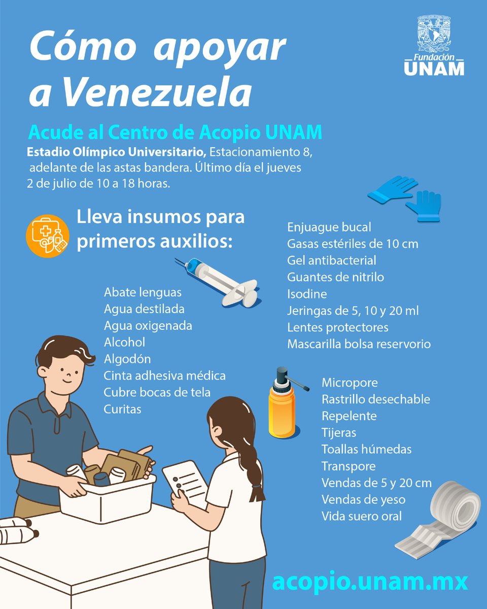 Fundacion_UNAM's tweet photo. #ComunidadFUNAM es momento de apoyar a Venezuela. 💙👉 https://t.co/qqtIQKxH3E https://t.co/8rUqb6cmxP