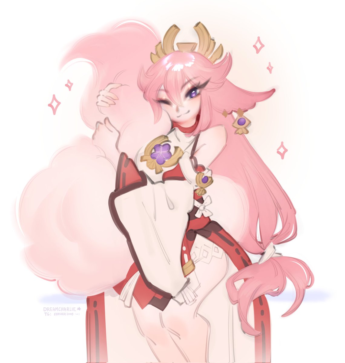 dreamcharlie_'s tweet photo. practicing new fur render on yae🩷 
your thoughts?
#yaemiko #genshinimpact https://t.co/NLxntpRT0V