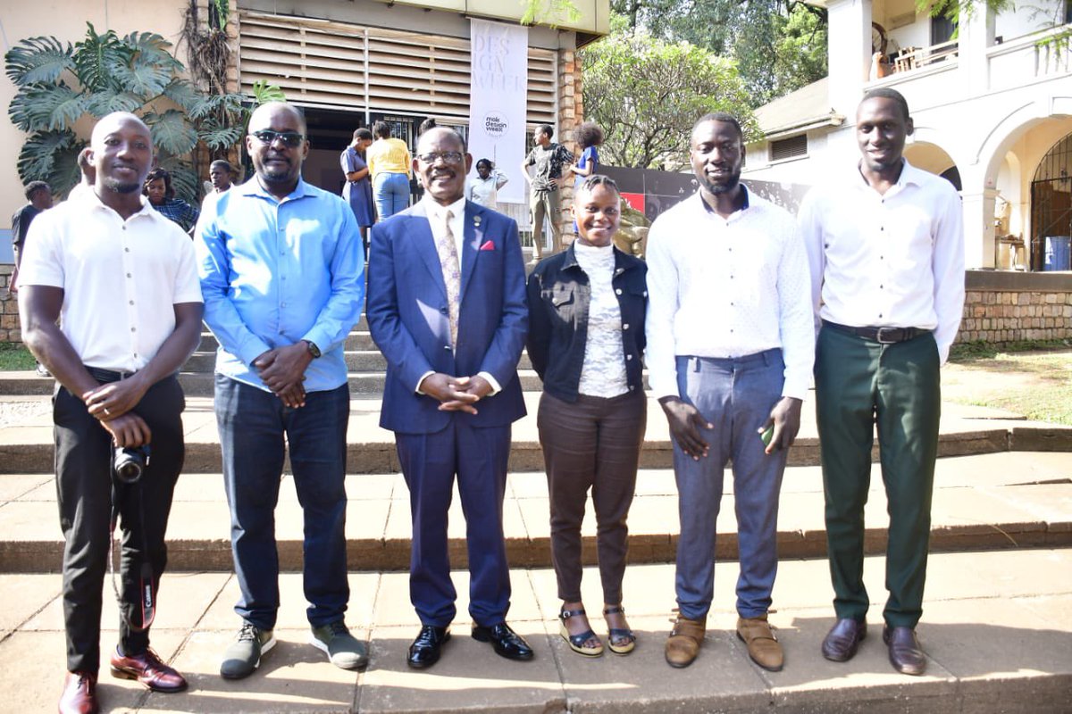 ProfNawangwe's tweet photo. A tour of the exhibition by the first cohort of students of Visual Communication, Design and Multimedia revealed the huge potential for innovation among Makerere University students. I encouraged the students to pursue their innovations to full product development and commercialisation.