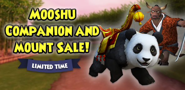 Pirate101's tweet photo. Add some MooShu to your crew! 🐮

Now through Sunday, July 5th, you can save 25% off on select MooShu Companions and Panda Mounts in the Crown Shop! Take advantage while you can! https://t.co/OWOpvbiodI #Pirate101 https://t.co/qY7bpc8Jbv