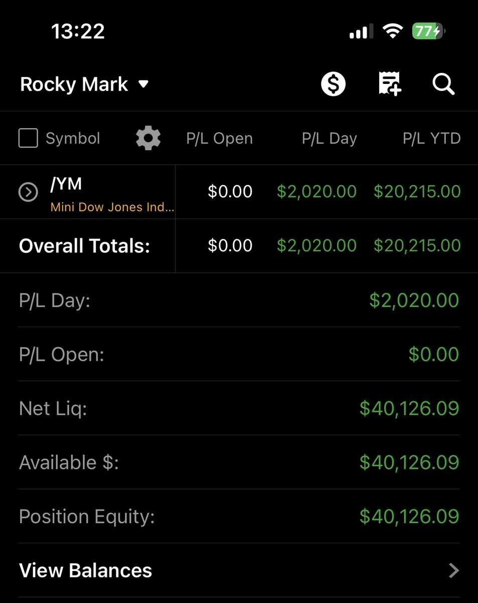 RockyMarkVntrs's tweet photo. ✅ $874.70 Realized P/L - Weekend Swing
📈 1 Long
🟢 176 pts
❗️ The volatility caused by the "War" in IRAN pre, during &amp; post the weekend can make any short term traders crazy.  I've been using my Investor Hat to survive the "noise" with bigger delta's on the OCO

#Trade #Invest https://t.co/KdeXP0Wcfs