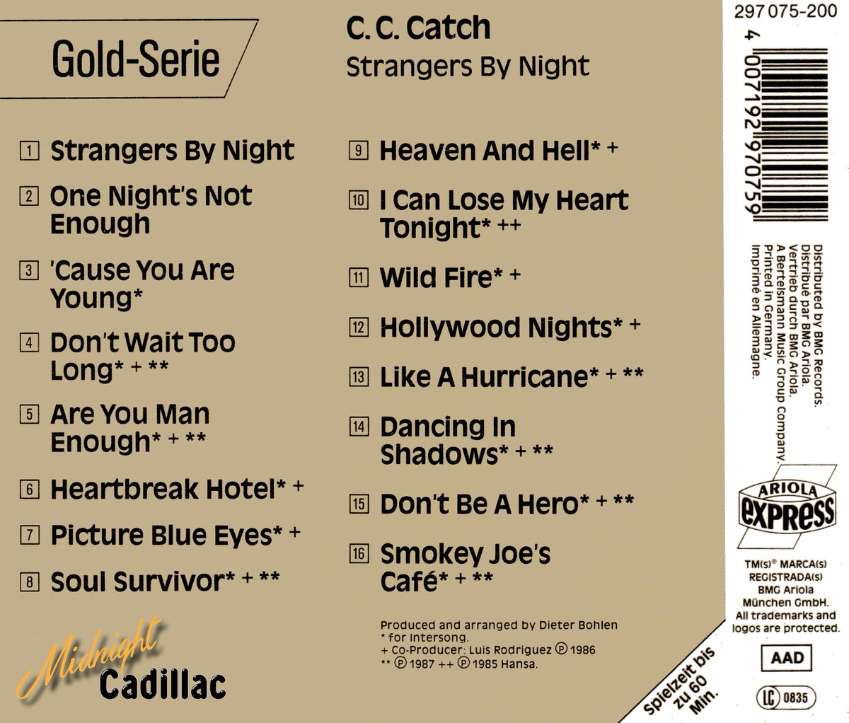 mid_cadillac's tweet photo. Midnight Cadillac - Record Collection #1442
C. C. CATCH Strangers By Night
CD • Germany • 297 075-200 • 1988 • Ariola Express • BMG
#midnightcadillac #cccatch #strangersbynight #dieterbohlen #luisrodriguez https://t.co/nzGoUyExR6