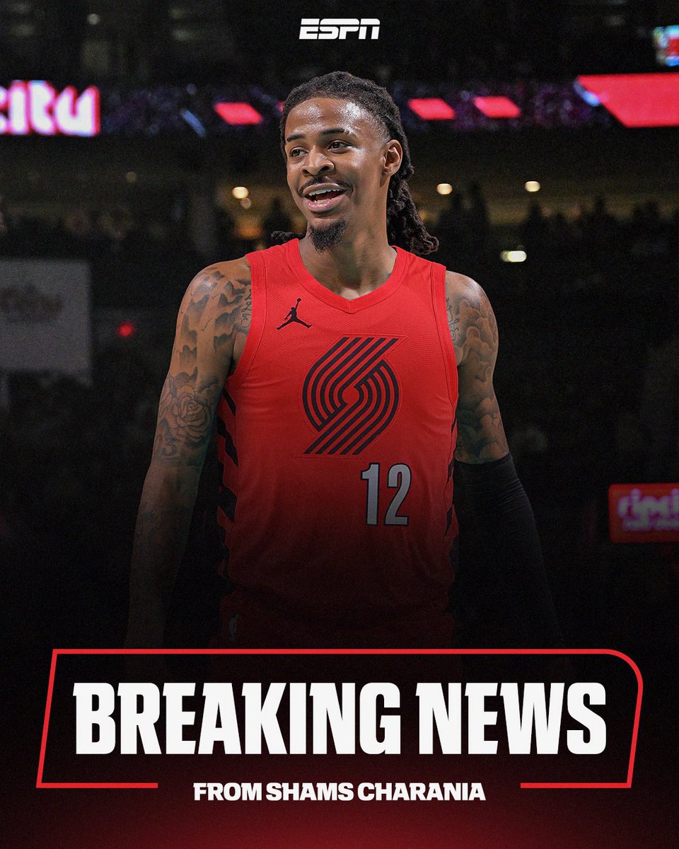 MatchupBR's tweet photo. URGENTE 🚨🚨🚨

JA MORANT ACABA DE SER TROCADO PARA O PORTLAND TRAIL BLAZERS.

BLAZERS RECEBE:

- JA MORANT 

GRIZZLIES RECEBE:

- Jerami Grant
- Kris Murray

🤯🤯🤯

🗞️ @ShamsCharania https://t.co/q1Y0enXy7M