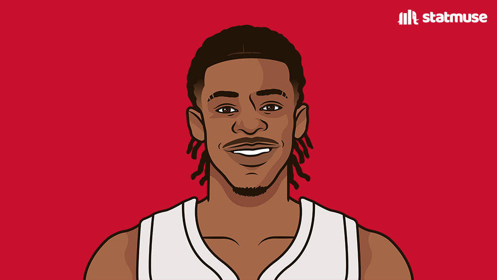 statmuse's tweet photo. Ja for the Grizzlies:

— 22.4 PPG
— 7.4 APG
— ROTY
— MIP
— 2x All-Star

Headed to Portland. https://t.co/lYhKmmwY5V