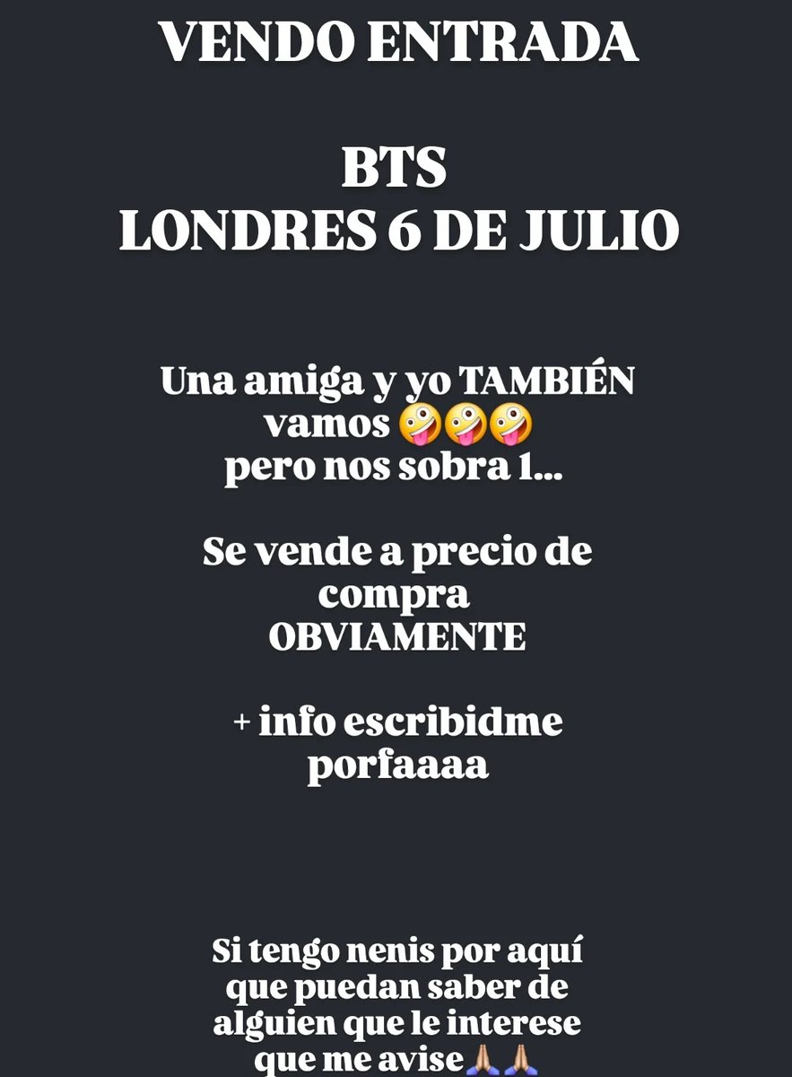 whodatB_2's tweet photo. VENDO ENTRADA PARA BTS EN LONDRES D1 6 DE JULIO ❗️❗️❗️❗️ https://t.co/jgy5JGm8De