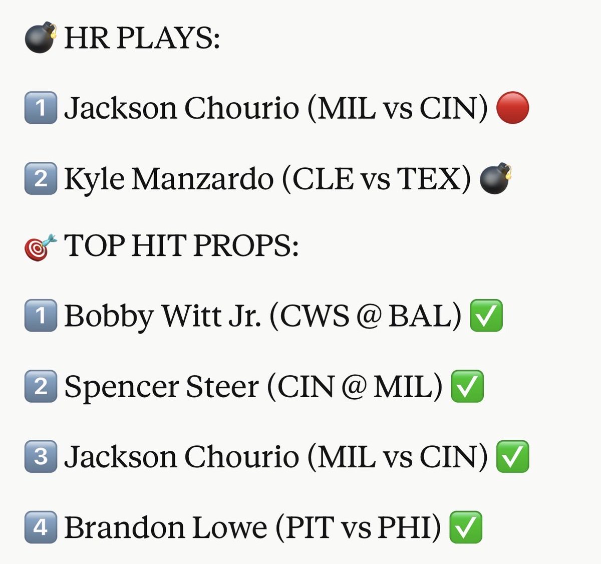 Ecombets's tweet photo. ⚾ MLB Prop Picks | 6/29 💉
Deep research. Pitcher matchups. Barrel rates.
Here’s who we’re looking at today 👇
Who you parlaying tonight?
Drop it below 👇
We don’t guess. We calculate. 🧮
Tail or fade? 👀
#MLBProps #HomeRunProps #HitProps
#BettingTwitter #MLB https://t.co/fZ7iW4TZPq