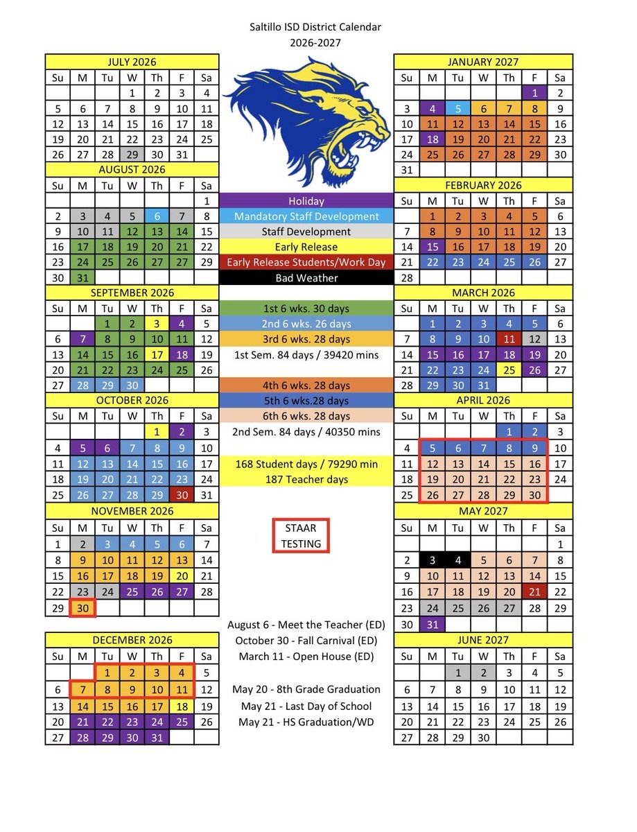 SaltilloISD's tweet photo. 2026-27 School Calendar https://t.co/0j3VXjTJIT via @ParentSquare https://t.co/jOC9leepUU