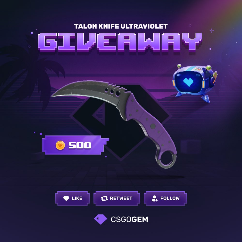 CS2_Gem's tweet photo. TALON KNIFE ULTRAVIOLET GIVEAWAY! 💜

💜 Follow @CS2_Gem
🔂 Retweet this post 
✍️ Comment your CSGOGem username

Winner drawn on Saturday! GL! https://t.co/KT87loorML
