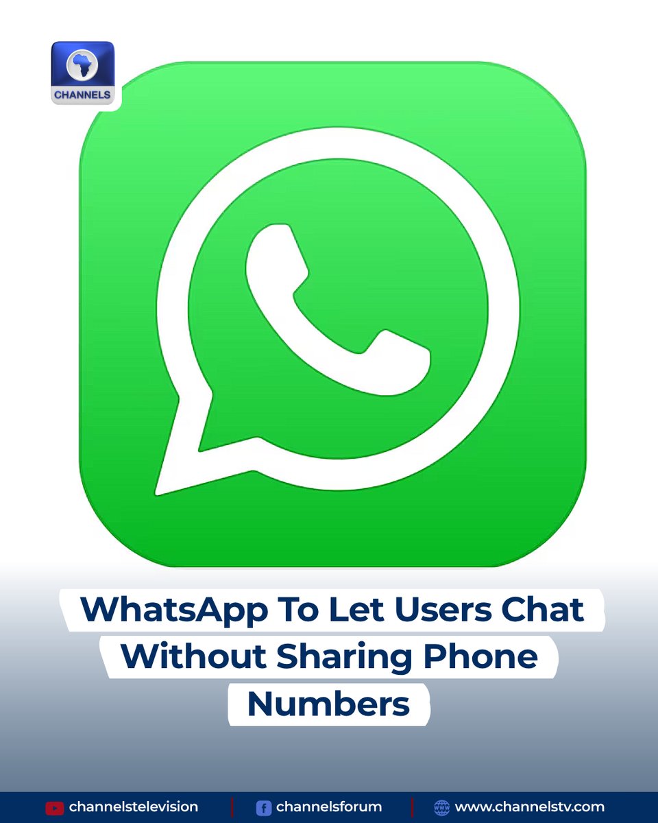 channelstv's tweet photo. The hundreds of millions who use Meta-owned messenger WhatsApp to chat with family, friends or businesses will no longer need to share phone numbers under a coming update, the company said Monday.

The company said it would gradually roll out username reservations worldwide “over the coming months”, notifying users in each country when they open there.

https://t.co/FYeut6huhV