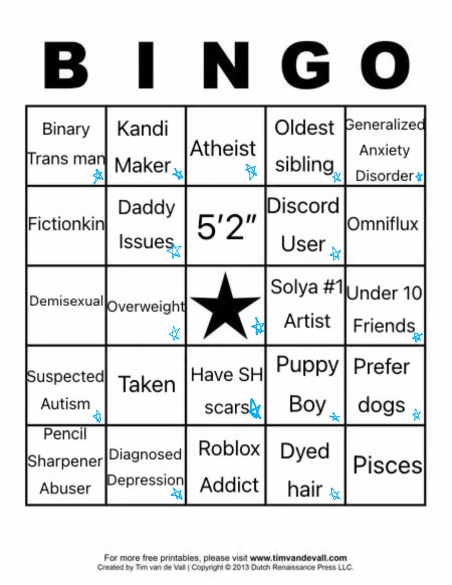 varangsbitch's tweet photo. @f4gg0t_lowkey bingo across the top :) https://t.co/LlLBakIkTV