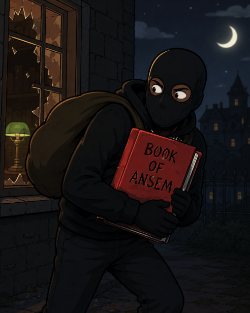 boaonsol's tweet photo. Breaking:  

Another copy of the Book of Ansem has gone missing.

Authorities believe it was "borrowed permanently." https://t.co/qrZOfnpfzn