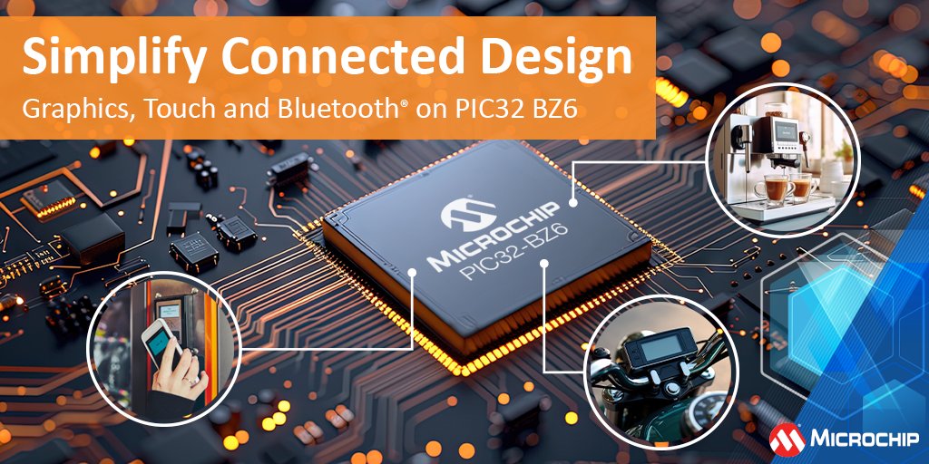 MicrochipTech's tweet photo. Connect your IoT product to the future.
Our PIC32-BZ6 MCUs help you create smarter, more interactive devices with integrated wireless connectivity, graphics, touch and control.
One chip. Endless possibilities. Get started: https://t.co/ujqqyI9zR3.
#Embedded #IoTDesign #PIC32 https://t.co/06Bt1VYyDF