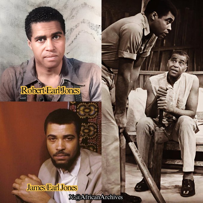 AfricanArchives's tweet photo. James Earl Jones with his father Robert Earl Jones together on stage in the 1962 production “Moon on a Rainbow Shawl.” Robert divorced James’ mother before he was born. He did not come to know him till the mid 1950’s, about 20 years later. https://t.co/fRZj0fy69s