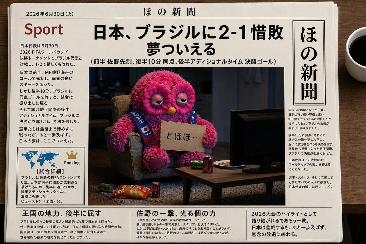 flower_honobono's tweet photo. 勝機があっただけに本当に悔しい...😢
これが王国ブラジルの強さ。
新しい日本のサッカーが見られて、次への期待がさらに深まる大会になりました。
サッカー日本代表、お疲れさまでした🎌

応援したい国は他にも✨
アルゼンチン・コンゴ・エクアドル
フランスが優勝候補かな🤔
#キャップアクション https://t.co/4x4gobLHpH