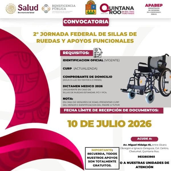 DIFPDC's tweet photo. La Beneficencia Pública Quintana Roo , en coordinación con el DIF Playa del Carmen, invita a la ciudadanía a participar en la 2da Jornada de Apoyos Federales 2026. 

📅 Fecha límite de inscripción hasta el 10 de julio de 2026

#DIFPlayaDelCarmen #AmorYProsperidad https://t.co/Y4MTcpmeDq