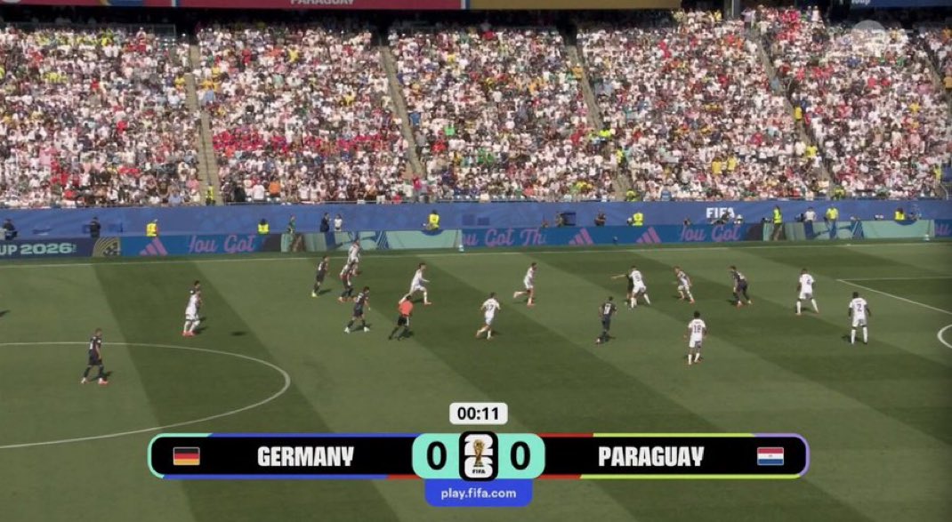 Phoneshubltd256's tweet photo. Half-time in Germany vs Paraguay: 0–0 ⚽️

Germany with more control of the ball, but Paraguay staying disciplined and dangerous on the break. No breakthrough yet — it’s still very much in the balance. https://t.co/j7V1hY35YI