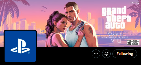 _GTAVI_'s tweet photo. PlayStation really put Lucia &amp; Jason GTA 6 cover on their header

They never did that for any of their games https://t.co/3c0fvAMiWW