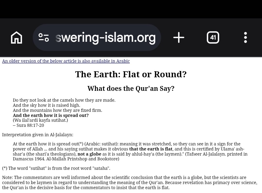 Davids_Sarcasm's tweet photo. @SonofLiberty357 Oxymoron: 'Muslim scholar.' 
Muhammad taught that the Earth is flat.  🗺 https://t.co/tZVXOt9IkJ