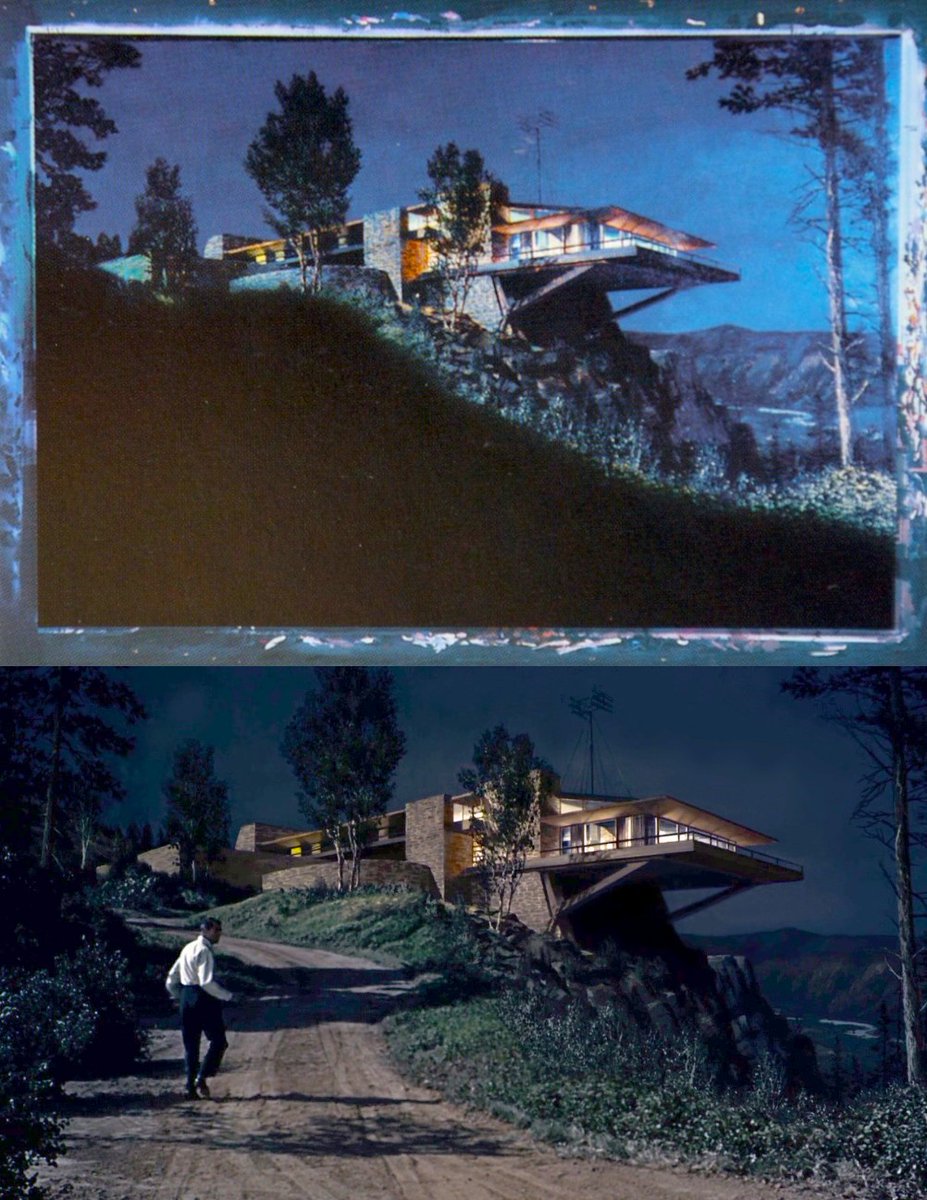 vashikoo's tweet photo. Matte painting of the Vandamm house and the final film image https://t.co/ULJZJhIOcK