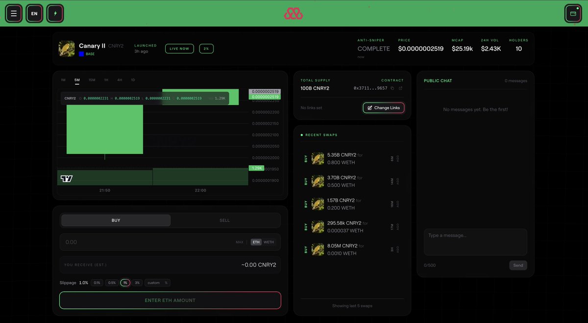 0xvsr's tweet photo. We have now completed the work to integrate Venti with Elixir.

The first walletless token to be deployed through Elixir, $CNRY2, was launched successfully using nothing more than an email address.

This is the first proof of concept for Venti. Overjoyed! https://t.co/LonquWYDQI