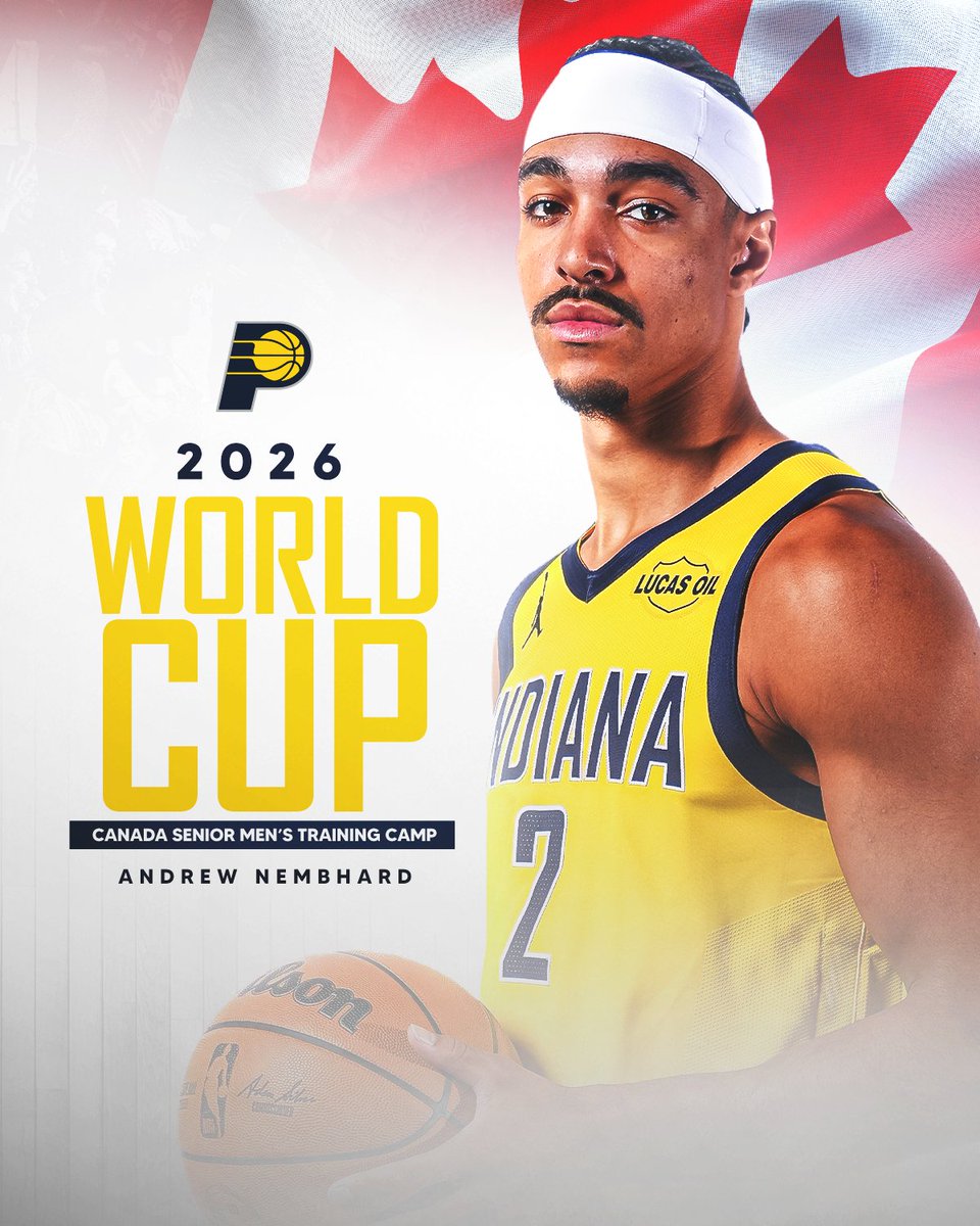 Pacers's tweet photo. Andrew Nembhard will join Team Canada for their training camp ahead of the next round of FIBA Men’s World Cup Qualifiers 🇨🇦 https://t.co/lkA6YIpa1Z