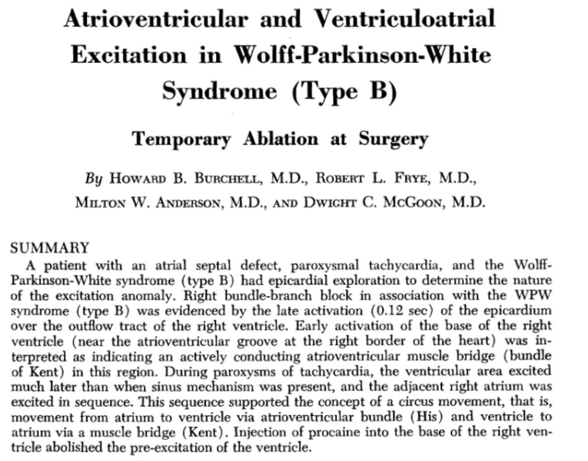 IkramHaqMD's tweet photo. #HistoryOfEP The 1st AP mapped in a human was a right lateral AP in 1967

Drs. Burchell, Frye, Anderson &amp; McGoon @MayoClinic surgically mapped the epicardium found the earliest V activation -> injected lidocaine -> pre-excitation disappeared 

PMID: 6050924 https://t.co/MK4kIzJCFy