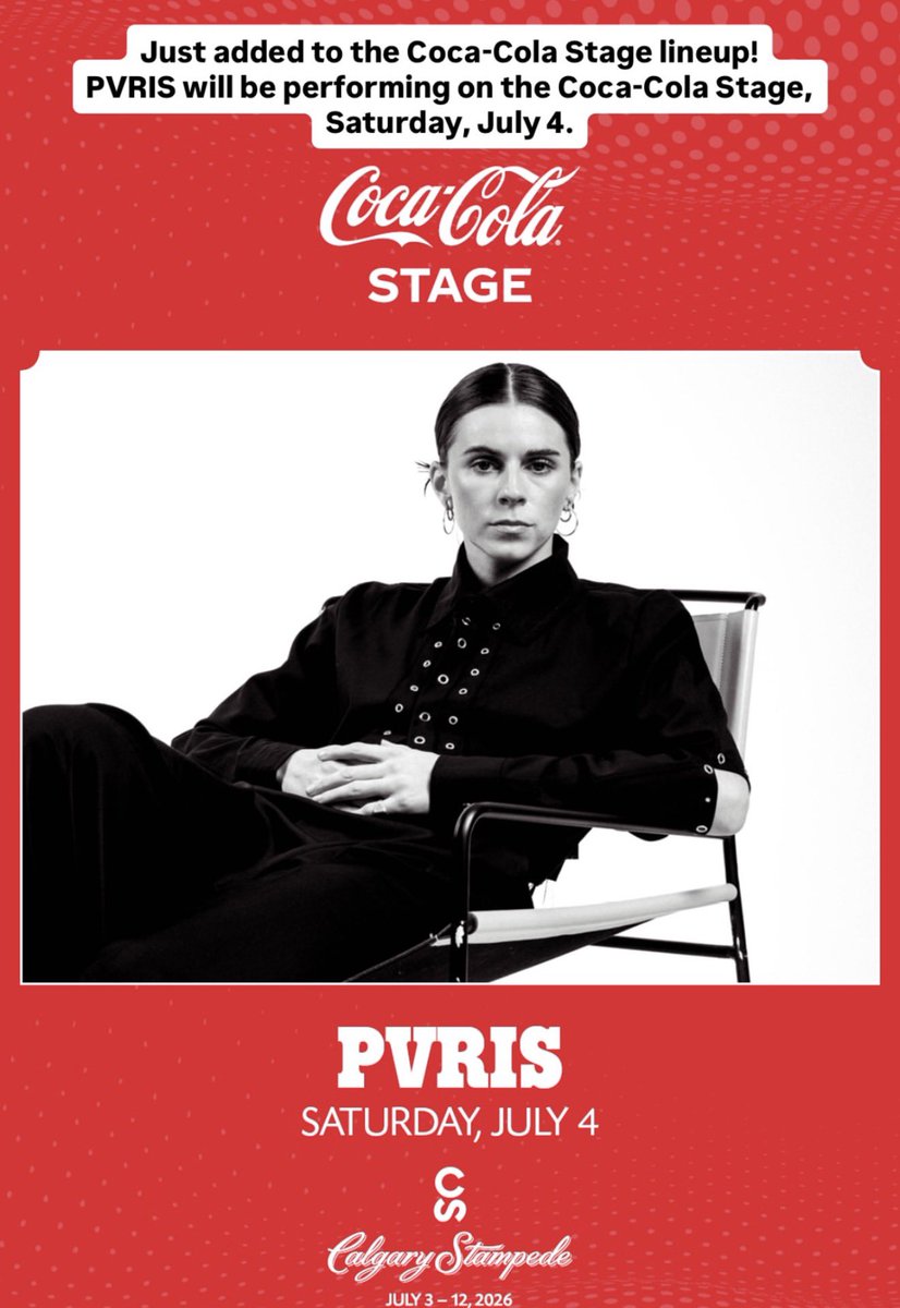 PVRIS_updates's tweet photo. PVRIS will play the Calgary Stampede Festival in Calgary, Canada on 4th of July! 🇨🇦 https://t.co/rDeXIDww2G