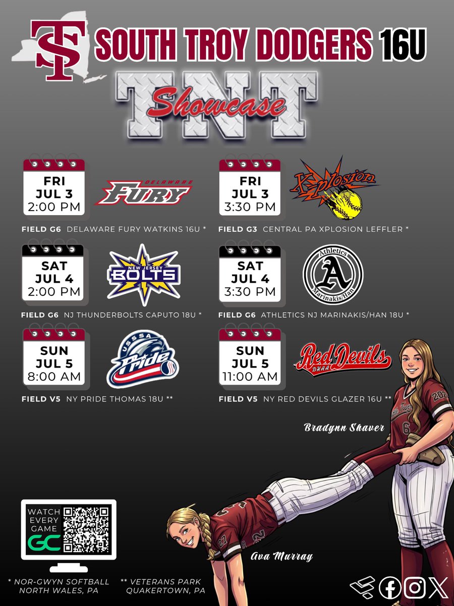 JaelBernacet's tweet photo. Didn’t hit the way I wanted to last wknd, but still had some hard contact-already looking forward to @TNTTournaments this wknd!

Our schedule is out and finalized!! I’ll also be attending the camp with my sis and some @SoTroyDodgersSB teammates on Wednesday‼️ https://t.co/C391eX5nx2