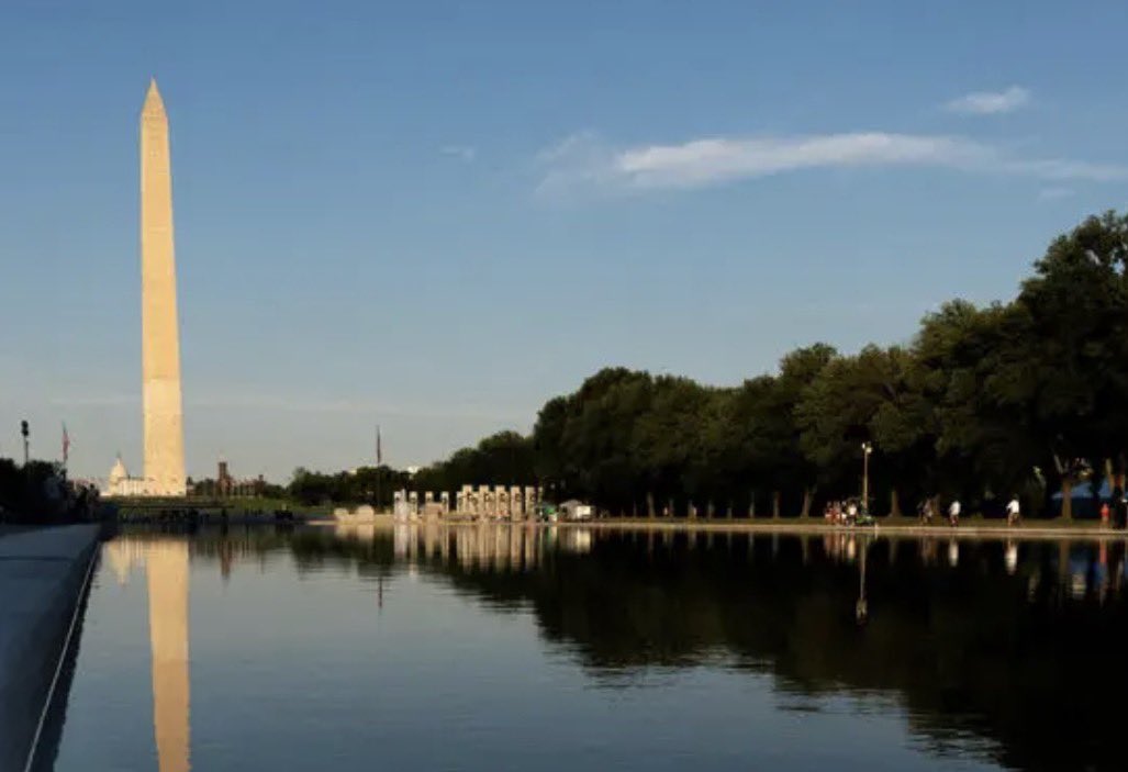 GuntherEagleman's tweet photo. 🚨 TRUMP GETS IT DONE AGAIN! 

President Trump just dropped the update: The Reflecting Pool, wrecked by Radical Left vandals and scum who hate America, is back in full operation and looking beautiful!

Repairs rolling on the rest of the damage (350 ft gash in that expensive matting) and it’ll be PERFECT again real soon.

Security watching those other monuments close. Mess with them = up to 10 years in jail.

This is what winning looks like. They destroy. We rebuild stronger.