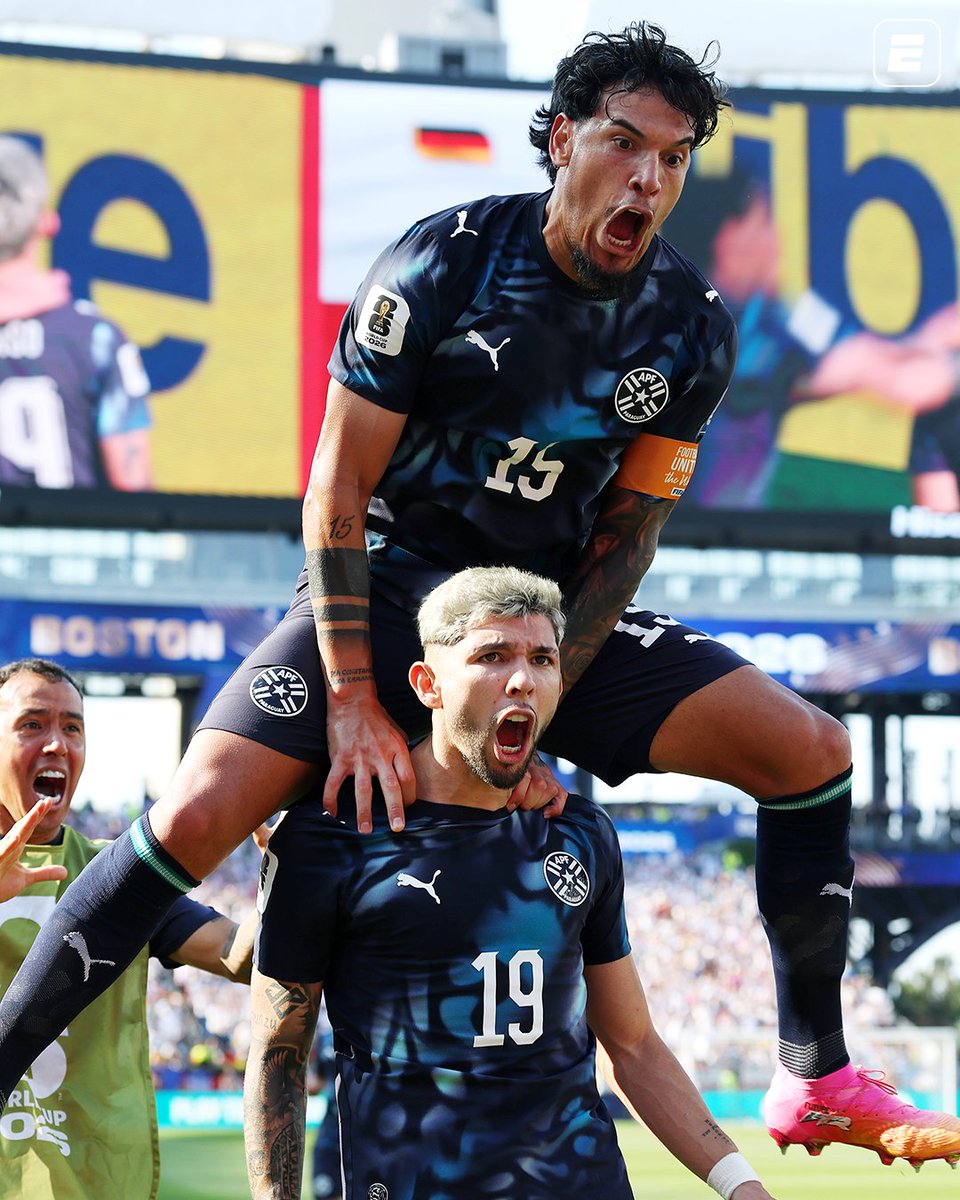 SportsCenterBR's tweet photo. Toda a emoção de Julio Enciso ao abrir o placar para a seleção paraguaia na fase de 16 avos da Copa do Mundo, contra a Alemanha! 🇵🇾🔥

👉 Assista à Copa do Mundo FIFA pela CazéTV, no #DisneyPlus, sem custo adicional.

#ESPN2026 #FIFAWorldCup #SeleçãoBrasileira #Enciso https://t.co/5QwLQSitBE