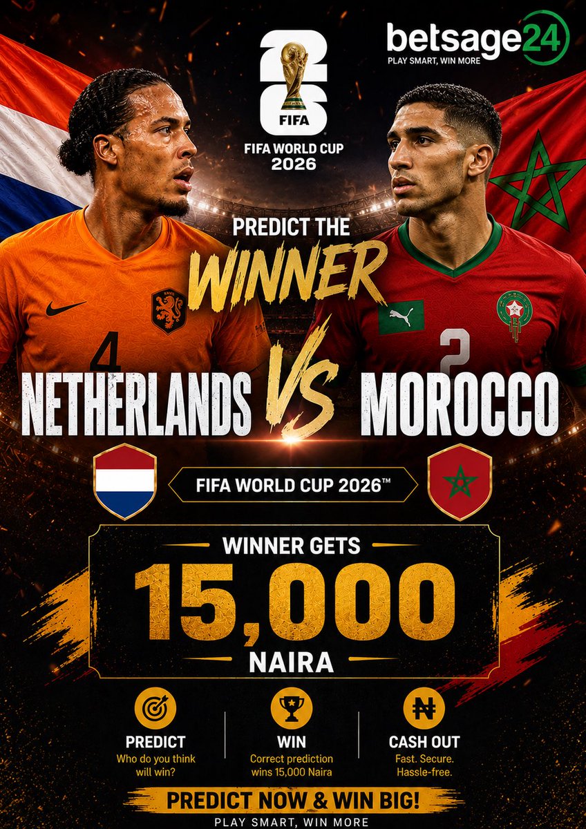 betsage24's tweet photo. Drop your predictions for Netherlands 🇳🇱 vs 🇲🇦 Morocco 

First correct answer wins ⬇️ https://t.co/ts26wT66z9